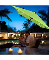 Yescom 2 Pack of 10x6ft Rectangle Solar Power Patio Umbrella Outdoor Led Tilt Sunshade