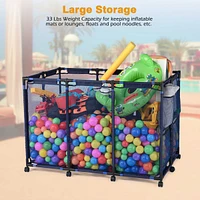 Yescom 48"x30"x34" Mesh Pool Storage Bin Rolling Cart Swim Toys Organizer Black/Blue