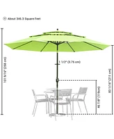 Yescom 11 Ft 3 Tier Patio Umbrella with Protective Cover Crank Push to Tilt Aluminum