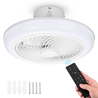 18" Enclosed Ceiling Fan with Light App Control Dimmable Led Lamp for Bedroom