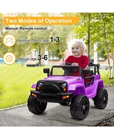 Yescom 12V Kids Ride On Truck Car Jeep with Remote Control, Led,3 Speeds Purple