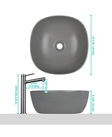 Aquaterior Bathroom Countertop Ceramic Vessel Sink Single Handle Tall Faucet Kit