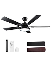 DELight 52" Ceiling Fan with Light Remote Control Led Chandelier Lamp 6 Speed Reversible