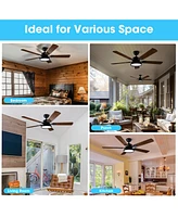 DELight 52" Ceiling Fan with Light Remote 6 Speed Led Chandelier Lamp Reversible Bedroom