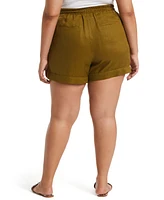 Rafaella Plus 100% Linen Modern Fit Seamed Shorts