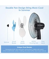 Costway 16'' Adjustable Oscillating Pedestal Fan Dual Blades w/Remote Control