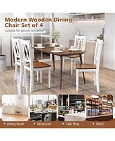 Sugift Set of 4 Wooden Farmhouse Kitchen Chairs with Rubber Wood Seat