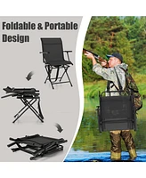 Sugift Foldable Swivel Patio Chair with Armrest and Mesh Back