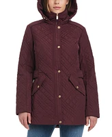 Jones New York Women's Hooded Stand-Collar Quilted Coat