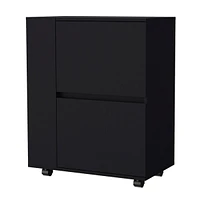 Fm Furniture Logan Bar Cart with Two Cabinets and Open Shelves