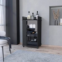 Fm Furniture Lusk Bar Cart with 2-Bottle Holder Shelf