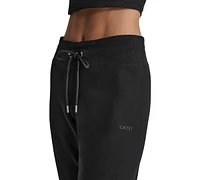 Dkny Women's Embroidered Logo Cuff Fleece Jogger Sweatpants