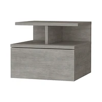 Fm Furniture Augusta Floating Nightstand with 2-Tier Shelf and 1-Drawer