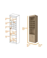 Fm Furniture Myers Bar Cabinet, Two Shelves, Double Door Cabinet, Six Built-in Wine Rack