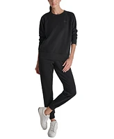 Dkny Women's Embroidered Logo Crewneck Fleece Sweatshirt