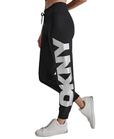 Dkny Women's Exploded Logo Cuff Fleece Jogger Sweatpants