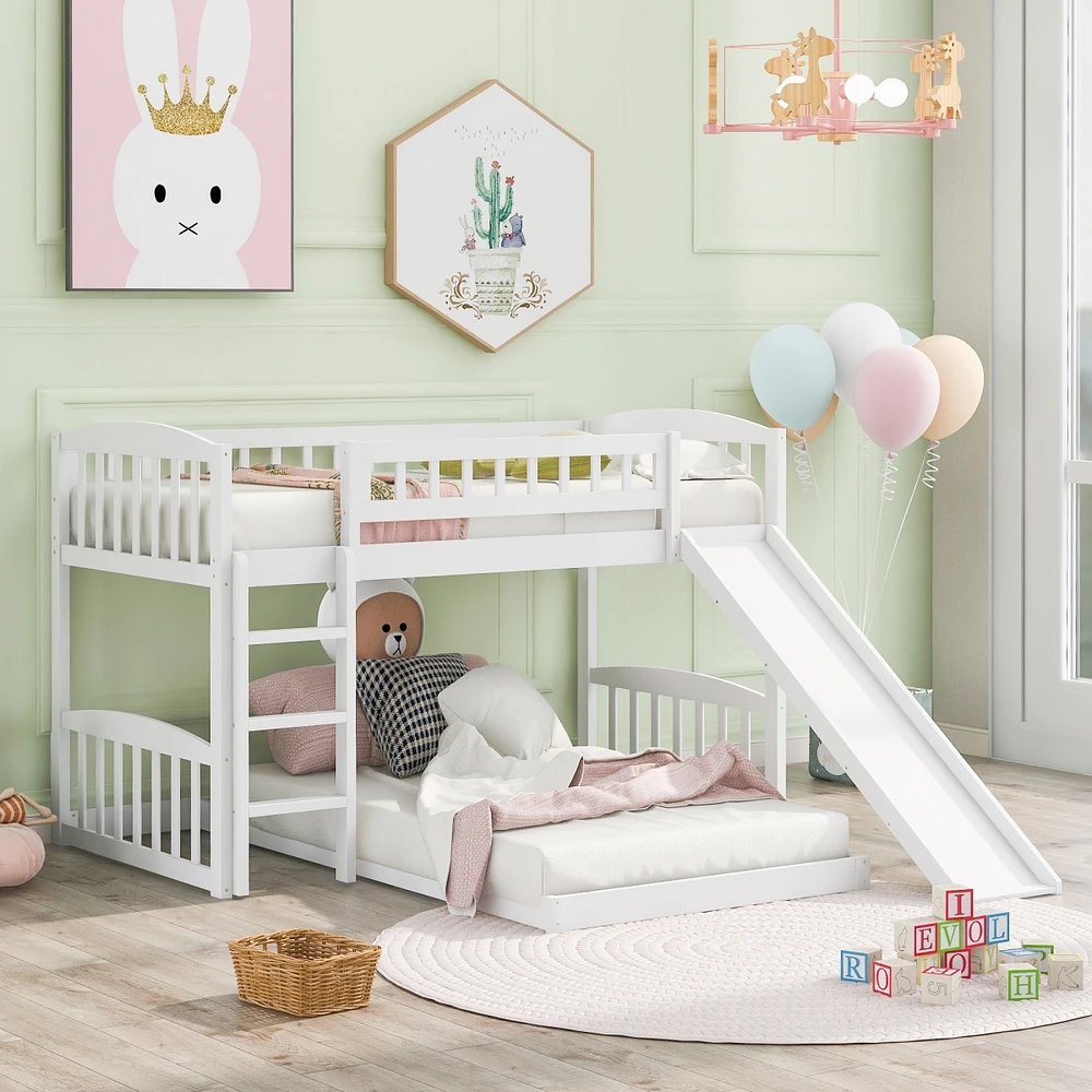 Streamdale Furniture Twin Over Twin Bunk Bed With Slide And Ladder