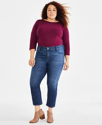 Style & Co Plus Size Mid-Rise Girlfriend Jeans, Created for Macy's