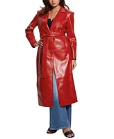 Guess Women's Faux-Leather Belted Trench Coat