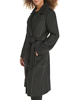 Karl Lagerfeld Paris Women's Studded Belted Wrap Coat