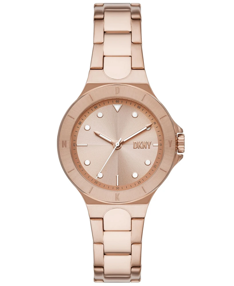 Dkny Women's Chambers Three-Hand Rose Gold-Tone Stainless Steel Watch 34MM - Rose Gold