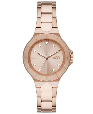 Dkny Women's Chambers Three-Hand Rose Gold-Tone Stainless Steel Watch 34MM - Rose Gold