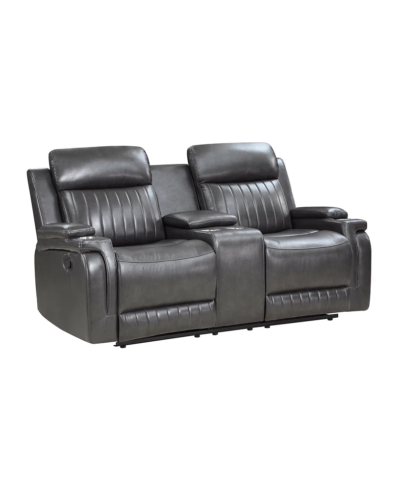 Homelegance White Label Wallstone 73" Double Reclining Love Seat with Center Console