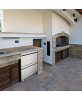 Newair 24" Built-in 20 Bottle and 80 Can Dual Drawer Indoor/Outdoor Wine and Beverage Fridge in Weatherproof Stainless Steel with Easy Glide Casters
