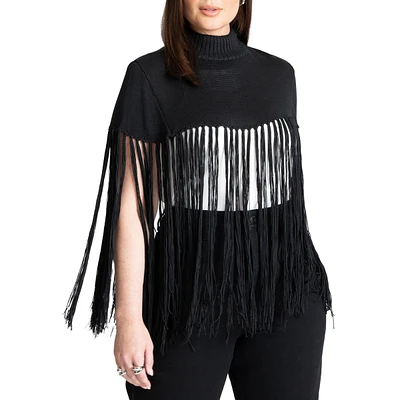 Eloquii Plus Fringe Half Sweater