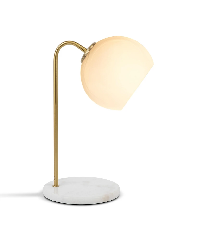 Brightech Krystal 14.5" Modern Led Desk Lamp with Marble Base and Glass Shade