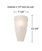 Isola Modern Wall Sconce Lighting Brushed Nickel Hardwired 13 1/4" High Fixture Frosted Art Glass White Stripe for Bedroom Bathroom Bedside House Livi