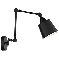 Mendes Modern Industrial Swing Arm Adjustable Wall Mounted Lamp Black Metal Hardwired Down Light Fixture for Bedroom Bedside House Reading Living Room