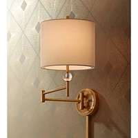 Kohle Modern Swing Arm Wall Lamp Polished Brass Plug