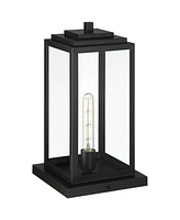 Titan Modern Outdoor Pier Mount Light Matte Black 17" Clear Glass Shade for Post Exterior Barn Deck House Porch Yard Patio Outside Garage Front Door