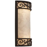 Natural Mica Rustic Wall Mount Light Fixture Walnut Brown Metal Iron Scroll 12 1/2" Curved Sconce Decor for Bedroom Bathroom Bedside Living Room Home