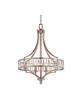 Vienna Full Spectrum Antique Soft Silver Pendant Chandelier 24" Wide Clear Crystal Glass Rod 4-Light Fixture for Dining Room House Foyer Entryway Kitc