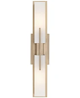 Possini Euro Design Midtown Modern Wall Light Burnished Brass Gold Metal Hardwired 23.5" 2