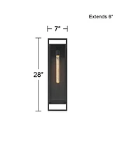 Jericho 28" High Modern Farmhouse Rustic Outdoor Wall Light Fixture Mount Porch House Exterior Outside Lantern Edison Bulb Textured Black Finish Metal