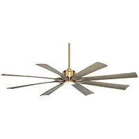 70" Defender Modern Outdoor Ceiling Fan with Dimmable Led Light Remote Control Soft Brass Weathered Oak Blades Damp Rated for Patio Exterior House Por