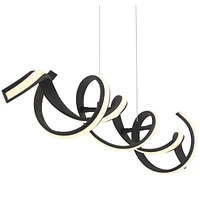 Helix Sand Black Island Pendant Chandelier 46" Wide Ultra Modern Spiral Dimmable Led Light Strip Twisting Ribbon Metal Dining Room House Foyer Kitchen