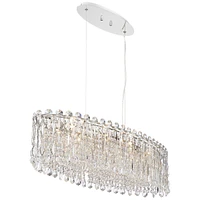 Possini Euro Design Alyssa Chrome Silver Large Linear Pendant Chandelier Lighting 36 1/2" Wide Modern Crystal 11