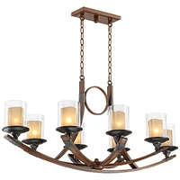 Franklin Iron Works Mahogany Linear Chandelier