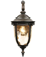 Bellagio European Outdoor Carriage Light Fixture Bronze Metal 16 1/2" Hammered Glass Wall Sconce for Exterior House Porch Patio Outside Deck Garage Ya