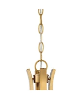 Possini Euro Design Prava Warm Brass Pendant Chandelier Lighting 21 1/2" Wide Strip Crystal Shade 4-Light Fixture for Dining Room House Foyer Entryway