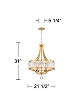 Possini Euro Design Prava Warm Brass Pendant Chandelier Lighting 21 1/2" Wide Strip Crystal Shade 4