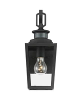 Ackerly Modern Outdoor Wall Light Fixture Motion Sensor Textured Black Dusk to Dawn 14" Clear Glass for Exterior Barn Deck House Porch Yard Patio Outs