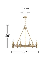 Stiffel Hartley 35" Wide Warm Antique Gold 9-Light Ring Chandelier