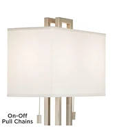 Gossard Modern Table Lamp 30" Tall Brushed Nickel Silver Open Metal White Fabric Rectangular Box Shade for Bedroom Living Room House Home Bedside Nigh