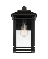 North House Mission Traditional Outdoor Wall Light Fixture Matte Black Metal 16" Clear Glass Shade for Exterior House Porch Patio Outside Deck Garage