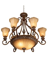 Kathy Ireland Sterling Estate Golden Bronze Chandelier 34 1/2" Wide Rustic Champagne Glass Bowl Shade 9-Light Fixture for Dining Room House Foyer Entr